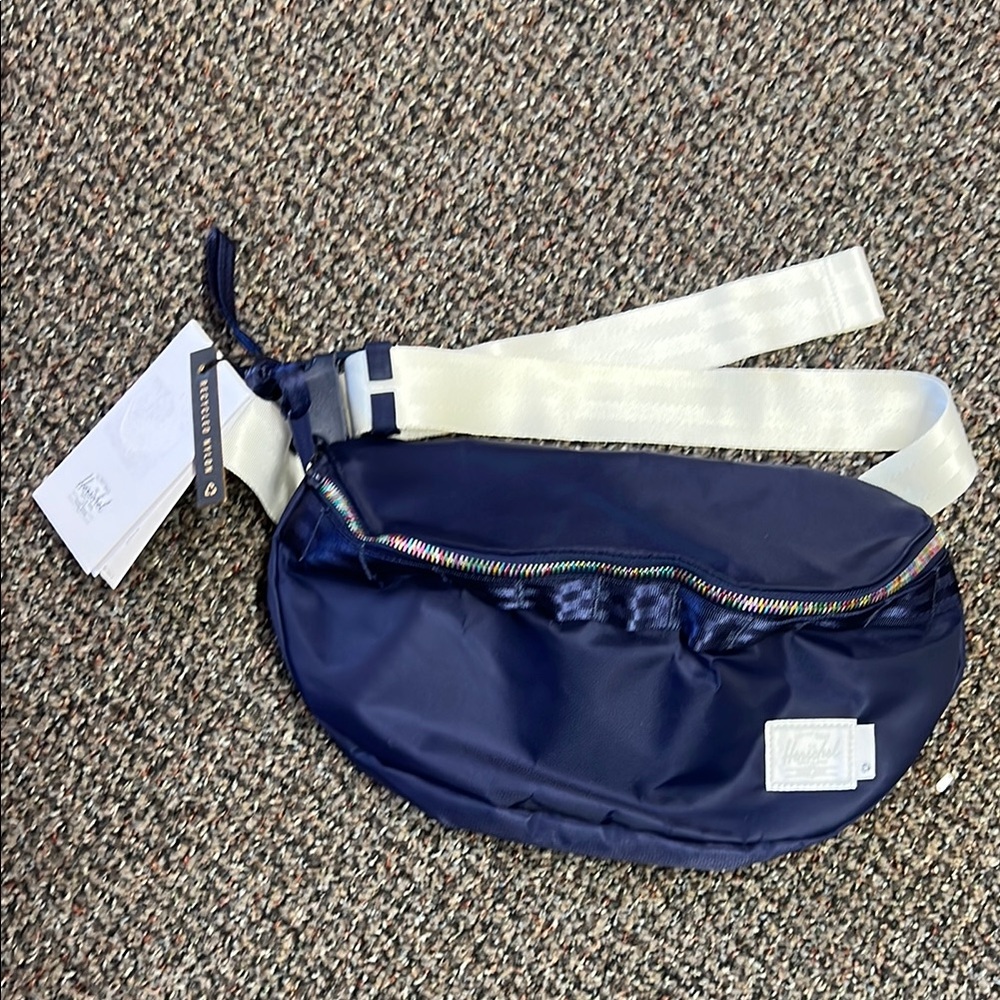 Herschel Supply Company Blue Belt Bag with White Strap